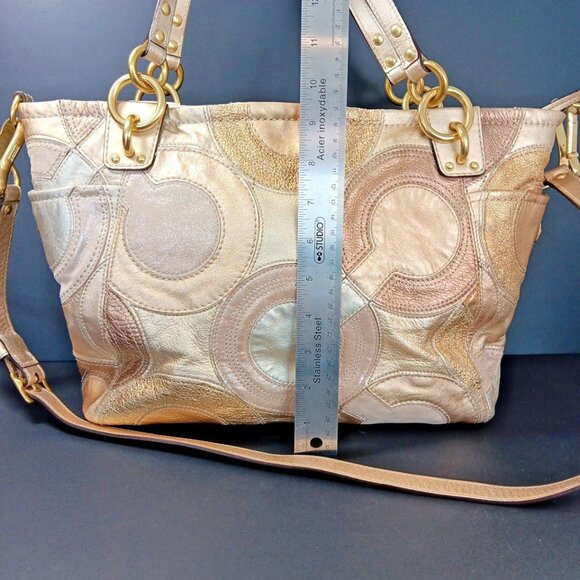 Authenticated Coach Purse Handbag Shoulder M0993-14833 Inlaid Art 09 Vintage CN - Picture 12 of 16